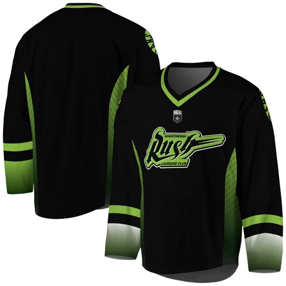 3/$188❤️new ProJoy SASKETCHEWAN RUSH Black Green Replica Jersey Lacrosse NLL - Picture 1 of 4